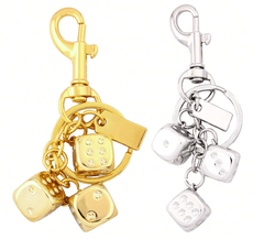 Keychain D6 x 3 (gold & silver) MM795